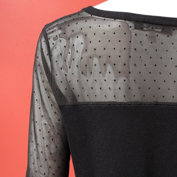 August Silk Black Mesh Polka Dot Blouse - Picture 10 of 12